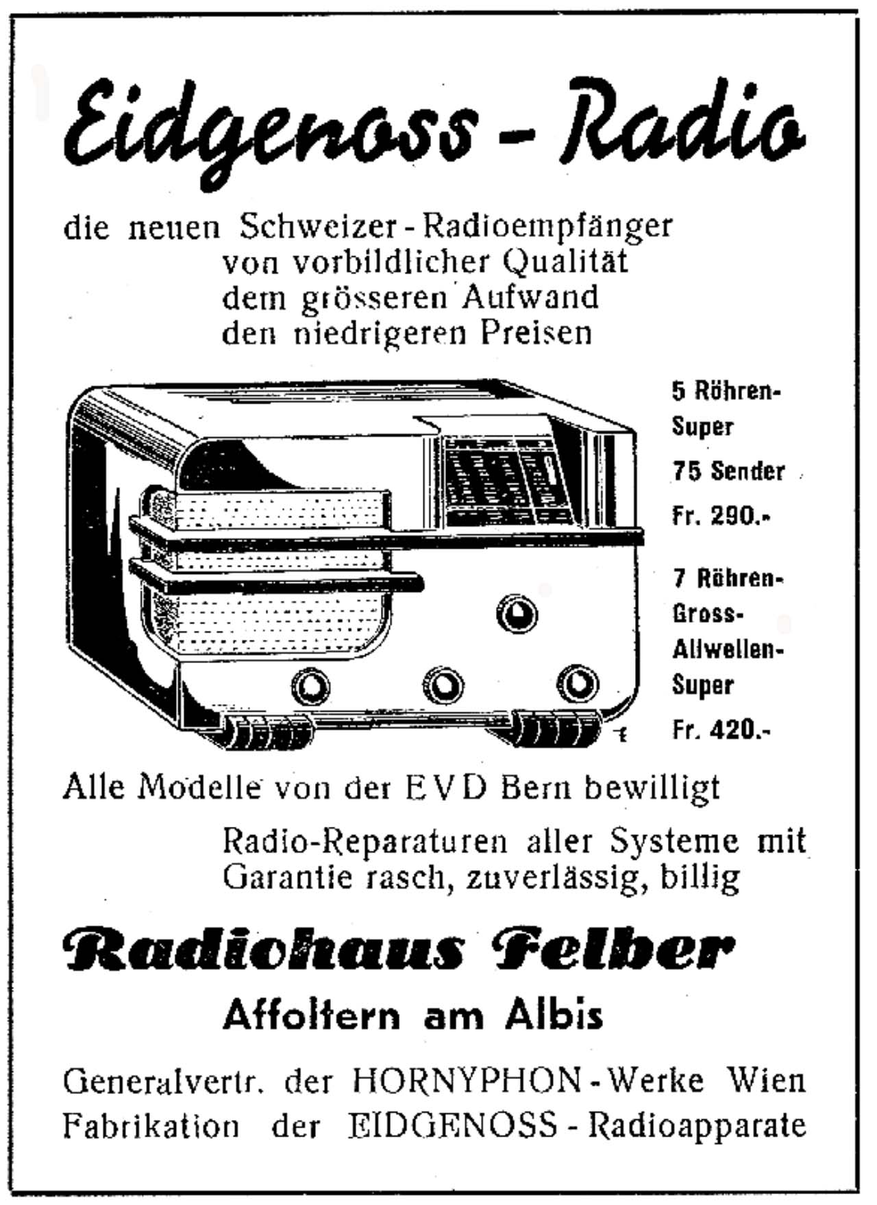 Radiowerbung - "der Eidgenoss" von 30er Jahren